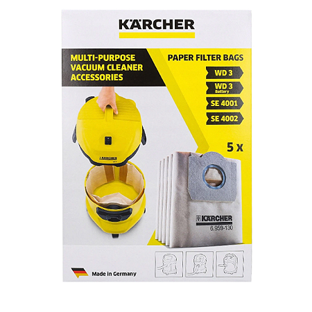 Kit 5 Filtros de papel extratora aspirador Karcher SE 4001 SE 4002 WD3