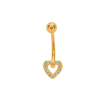 Piercing Umbigo Intimo Banana bell Coração Aberto Cravejado