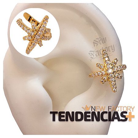 Piercing Fake Orelha Estrela Cravejado