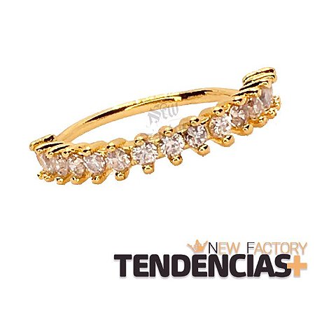 Piercing Orelha Conch Argola Torção Cravejada Fina Zircônia