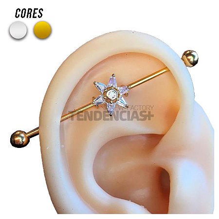 Piercing Transversal Flor de Sol Espelhada