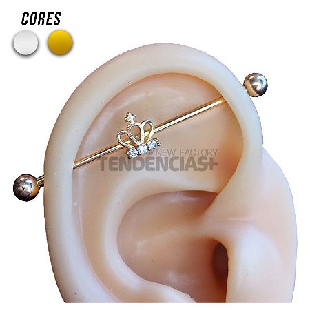 Piercing Transversal Coroa Pequena Três Zirconias