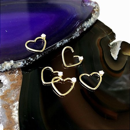 Piercing Coração com ZC Dourado