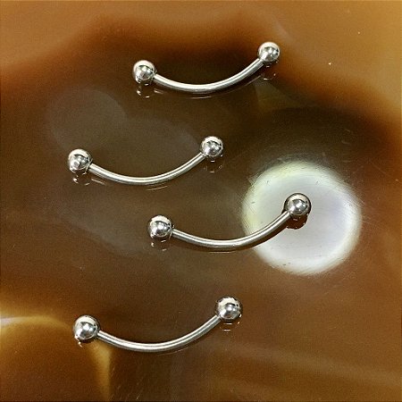 Piercing Titânio Sobrancelha Curvo Bolinha 6 8 10 12mm