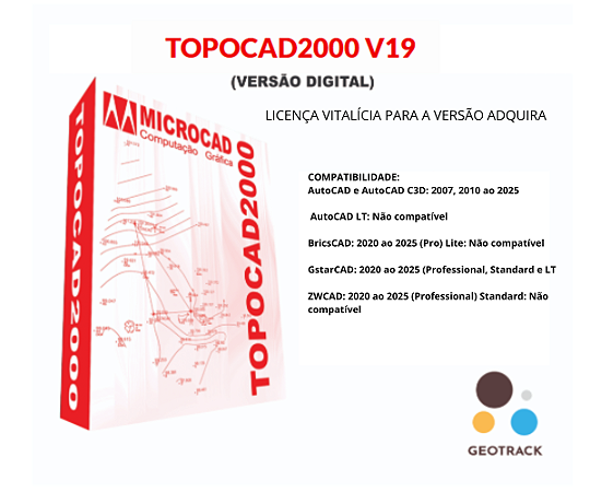 Software TOPOCAD 2000 Versão 19 (digital)
