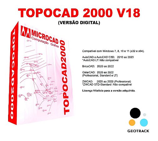Software TOPOCAD 2000 Versão 18 (digital)