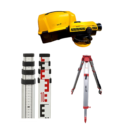 Kit de Nível Óptico Automático 32x com Mira de 4m e Tripé para Topografia