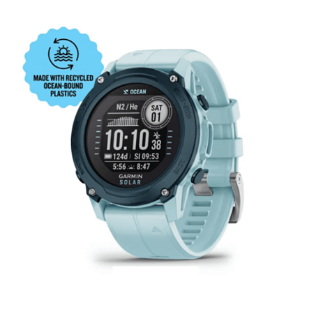 Monitor Cardíaco de Pulso com GPS Garmin Descent G1 Solar Azul (edição Oceano)