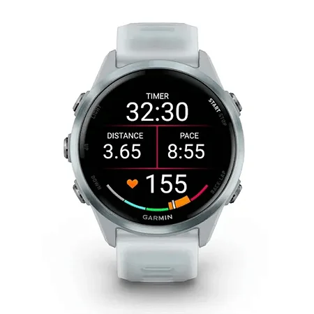 Monitor Cardíaco Gps Garmin Relógio Forerunner 570 de 42mm Azul com pulseira marfim translúcida azul nuvem
