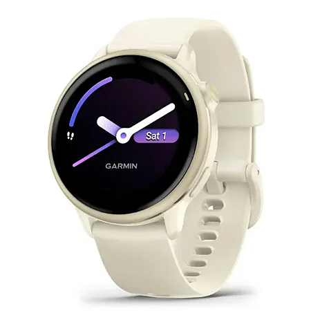 Monitor Cardíaco GPS Garmin Relógio Vivoactive 6 Lunar Gold com pulseira Branca