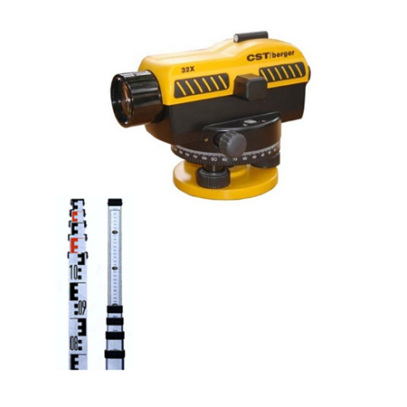 Kit Nível Óptico Automático 32x com Mira de 5 Metros