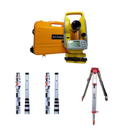 Kit Teodolito Eletrônico DGT 2GLD + 2 Miras 5m + Tripe