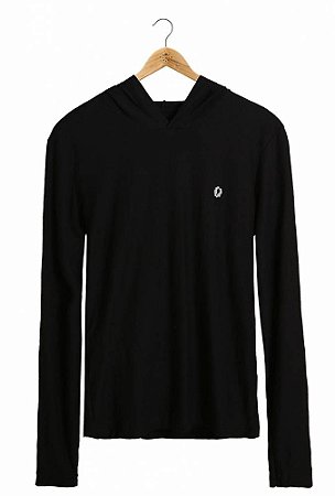 Camiseta Manga Longa Capuz Preta