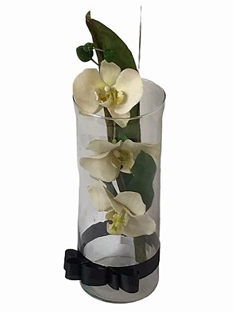 Flor Artificial 3 Orquídeas Phalanopsis Branca Vaso Presente - Lisse Decor