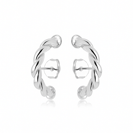 Brinco Argola Torcida em Prata