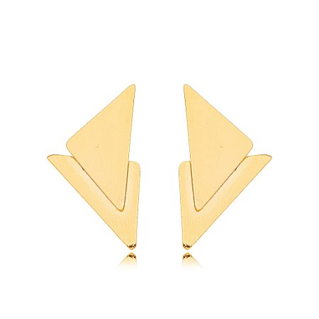 Brinco Triângulo Duplo Dourado