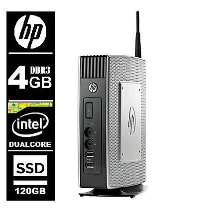 Mini Computador Hp T510 Dual Core 4Gb SSD 120 Gb Wi-fi