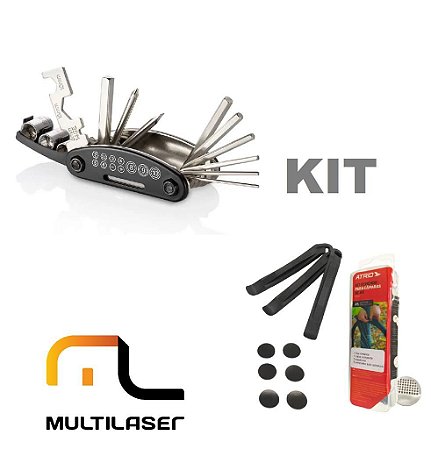 Kit de Ferramentas 15 funções P bicicleta + Kit Remendo Pneu