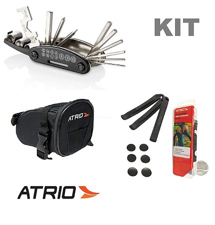 Kit Acessórios Bike Canivete + Kit Remendo + Bolsa Selim
