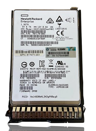 HD SAS SSD 1.92tb 787178-003 2.5’’,12gbps, Gen8, Gen9, Gen10