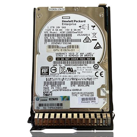 HD SAS 1.2tb 787176-004 2.5’’ 10k, 6gbps, Gen8, Gen9, Gen10