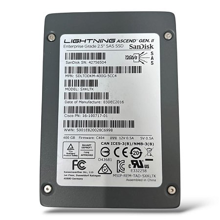 HD 400GB SAS SSD SANDISK 2.5P 12GB/S / SDLTODKM-400G-5CC4