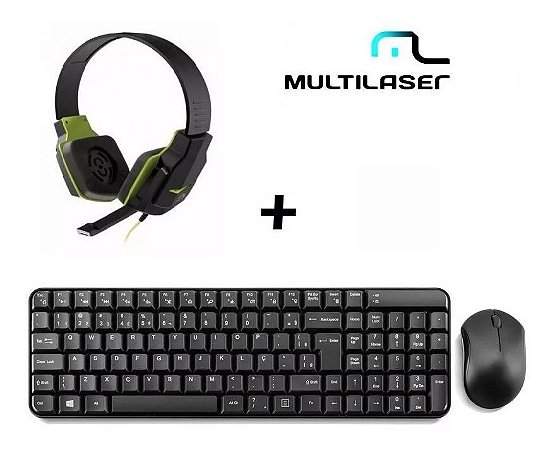 Kit Teclado E Mouse Sem Fio 2.4 Ghz + Fone Gamer Multilaser