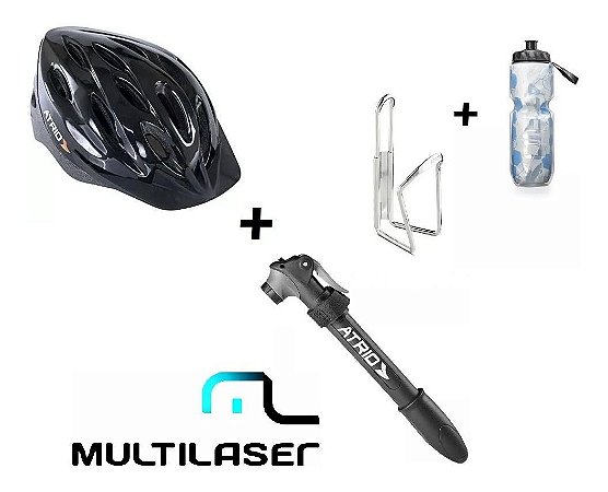 Capacete Ciclismo Atrio + Garrafa Termica + Bomba Ar