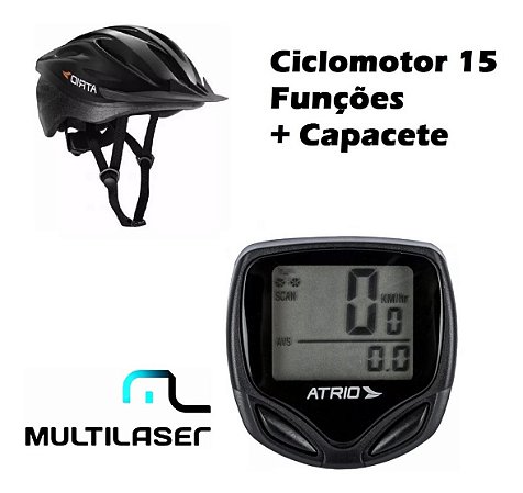 Ciclocomputador Velocimetro Bike Bi043 + Capacete Atrio