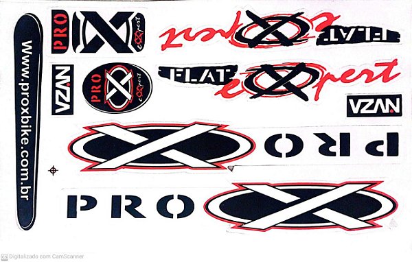 Cartela de adesivos para Pro X Flat Expert PRETO/VERMELHO