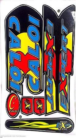 CARTELA DE ADESIVO PARA QUADRO DE BICCLETA CALOI EXPERT AZUL/VERMELHO/AMARELO/PRETO