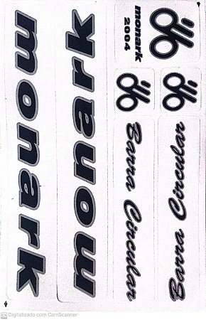 Cartela de adesivo  para Bicicleta Monark Barra Circular  PRETO/CINZA 2004