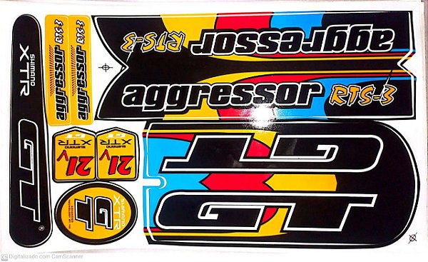 CARTELA DE ADESIVO PARA QUADRO DE BICICLETA MTB GT AGGRESSOR