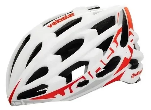 CAPACETE ADULTO BRANCO/VERMELHO  POLISPORT VELOSTER S/ LED TAMANHO G (58 - 61)