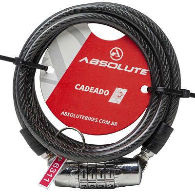 CADEADO ABSOLUTE 1,0MX6MM ESPIRAL COM SEGREDO PRETO