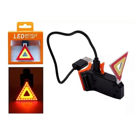 LUZ DE BIKE SINALIZADOR LUZ TRIANGULO 4FUNCOES