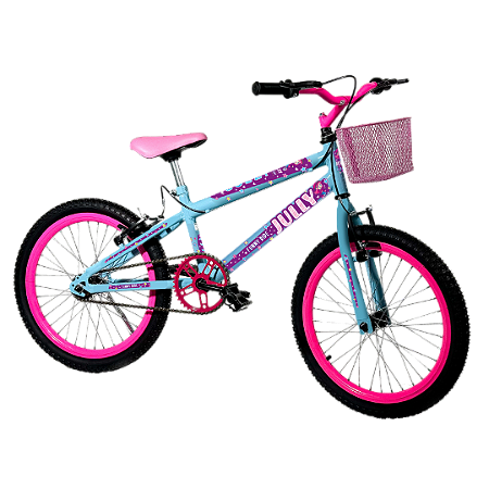 BICICLETA ARO (20) FEMININA COR AZUL CHAMPANHE S/MARCHA MARCA COLLI JULLY