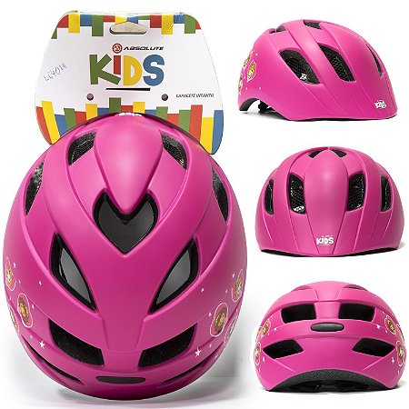 CAPACETE INFANTIL ABSOLUTE KIDS PRINCESAS ROSA TAMANHO P (48 A 52) CM