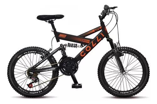 BICICLETA COLLI GPS FULL SUSPENSION ARO(20) TAMANHO (P) COR PRETA/LARANJA