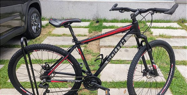 BICICLETA SOUTH ARO 29 SEMINOVA PRETO/VERMELHO KIT SHIMANO TOURNEY TZ 21V TAMANHO 19(G)