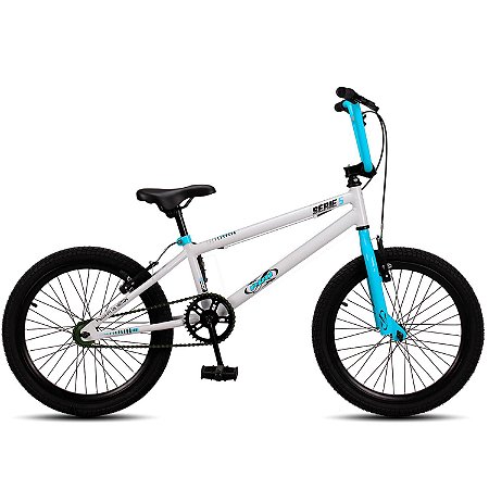 BICICLETA ARO (20) MASCULINA COR BRANCO/AZUL S/MARCHA MARCA PROX SERIE 5
