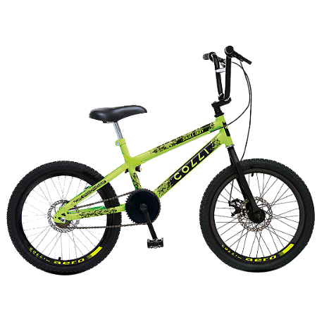 BICICLETA ARO (20) MASCULINA COR AMARELO NEON S/MARCHA MARCA COLLI SKILL BOY FREIO DISCO