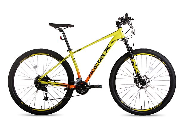 BICICLETA MTB ARO (29) AUDAX HAVOK TX SHIMANO ALIVIO 18V FREIO DISC HIDRÁULICO QUADRO 13 (PP) COR AMARELO/LARANJA