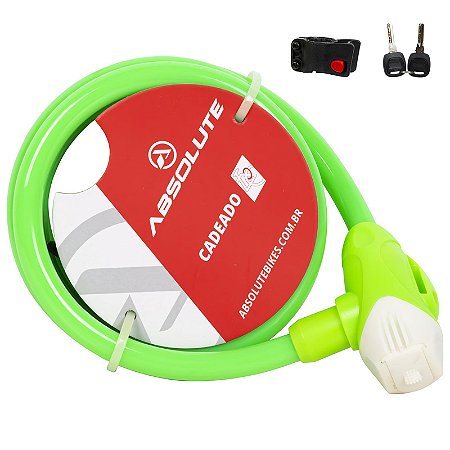 CADEADO 1,85MX12MM ESPIRAL, CHAVE, VERDE