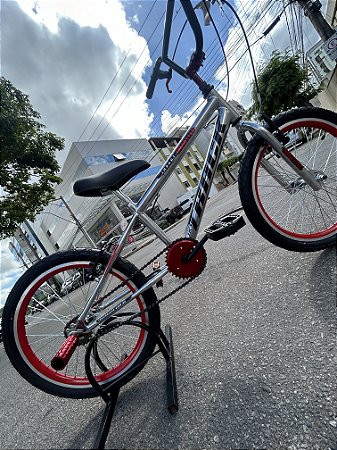 BICICLETA TK3 TRACK BMX ARO(20) TAMANHO (P) COR CROMO/VERMELHO MASCULINO