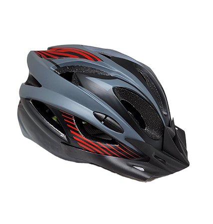 CAPACETE MTB CINZA/VERMELHO G
