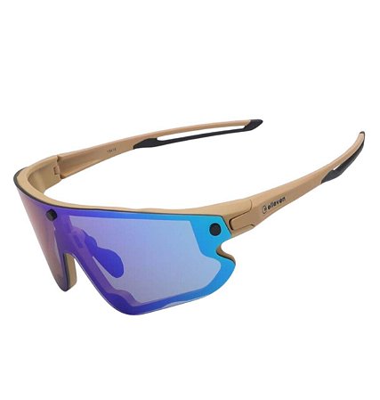 OCULOS CICLISMO ELLEVEN EL100 LENTE ESPELHADA AZUL ARMAÇÃO BEGE
