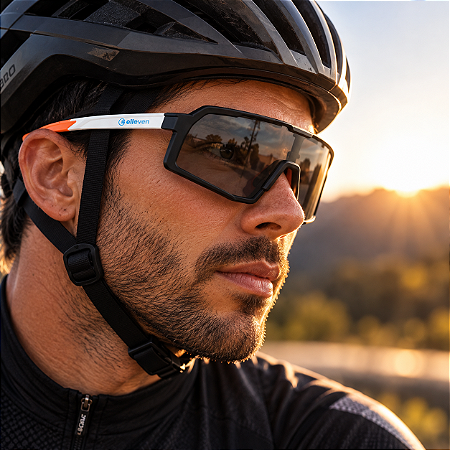 OCULOS CICLISMO EL55 LENTE FUME ARMAÇÃO BRANCO/LARANJA