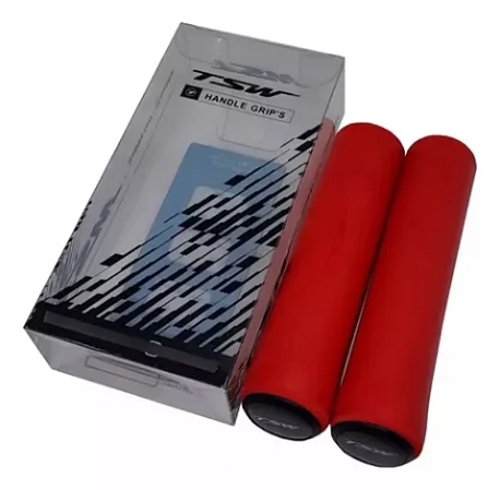 PAR DE MANOPLA PUNHO BIKE MTB TSW VERMELHO SILICONE EVA