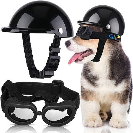 KIT CAPACETE E ÓCULOS PARA CACHORROS PET